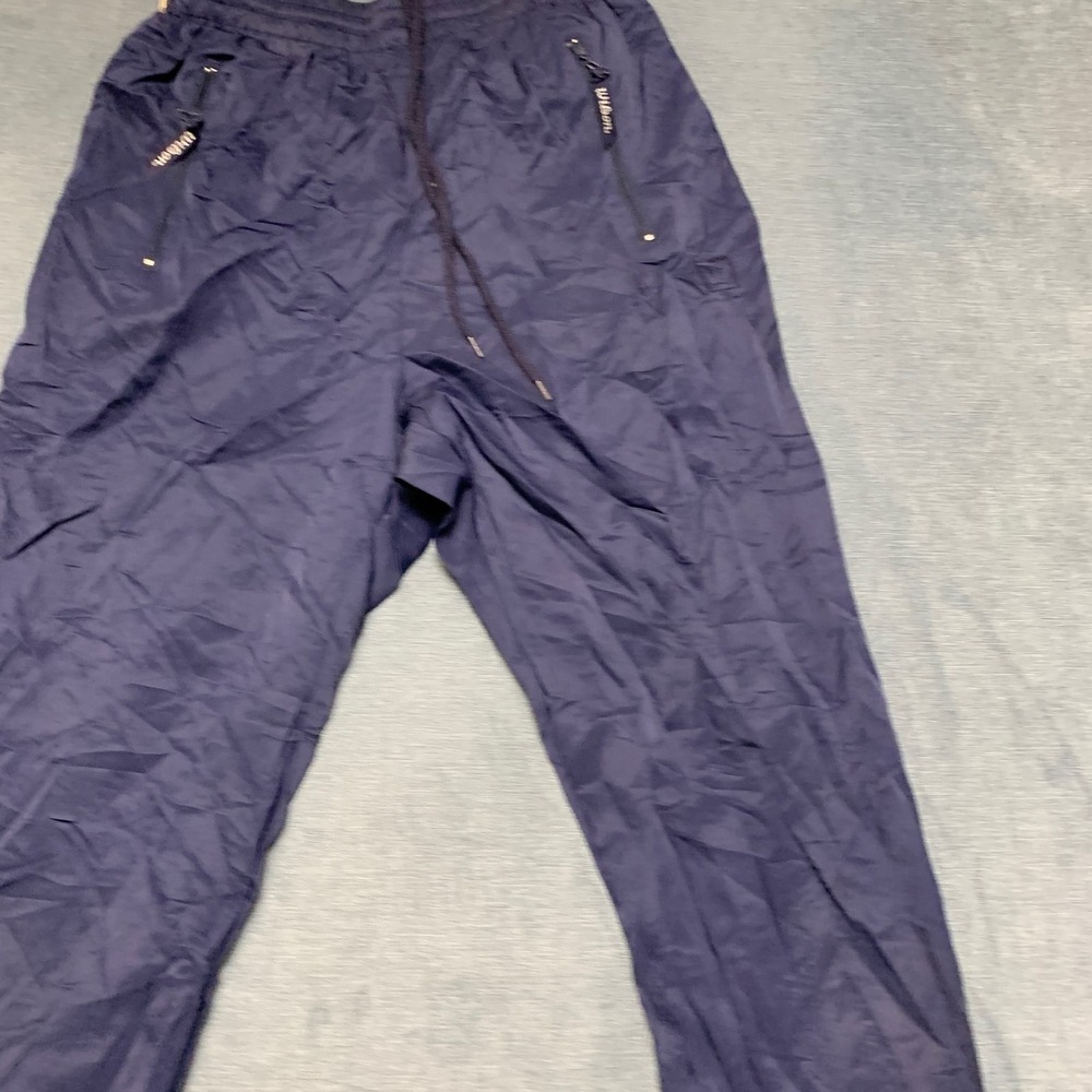 Wilson Athletic Pants Mens Medium Navy Blue Straight Leg Drawstring Zip Pockets - Picture 13 of 15